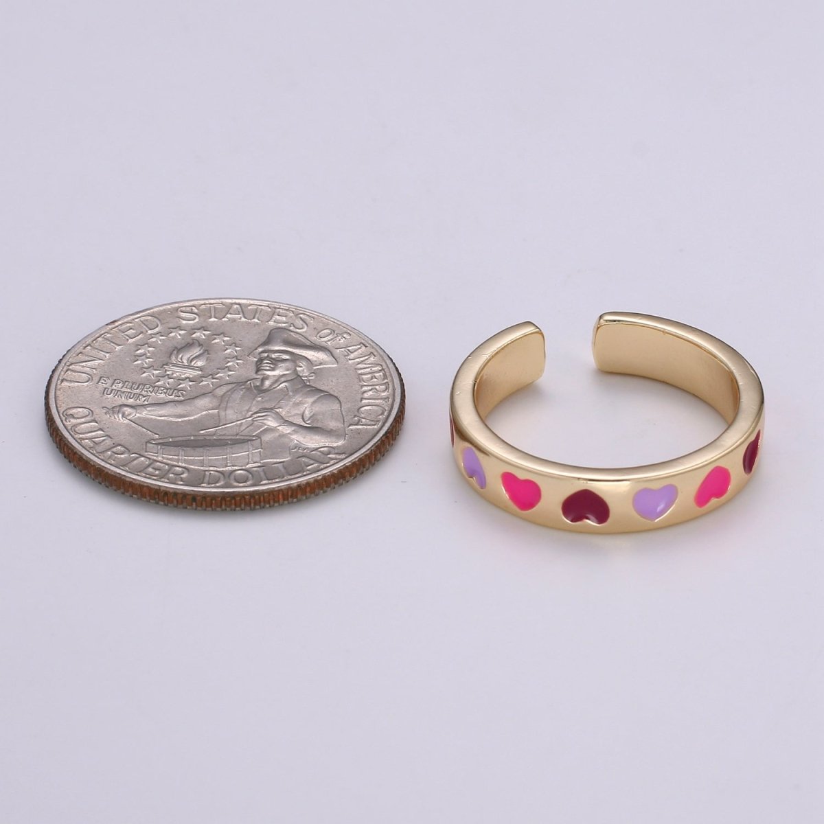 Gold Heart Ring, Love Ring, Open Heart Ring Adjustable Open Ring, Gold Stacking Ring Minimalist Heart Ring for Relationship Friendship Ring R323 - DLUXCA