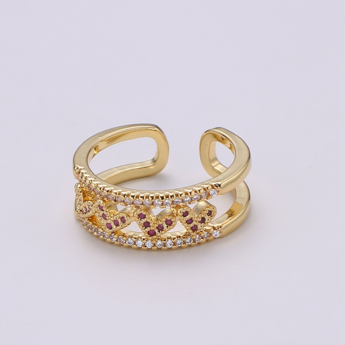 Gold Heart rings, heart adjustable ring, open heart rings, gold love rings, Valentine Gift LOVE adjustable rings R-181 R-462 - DLUXCA