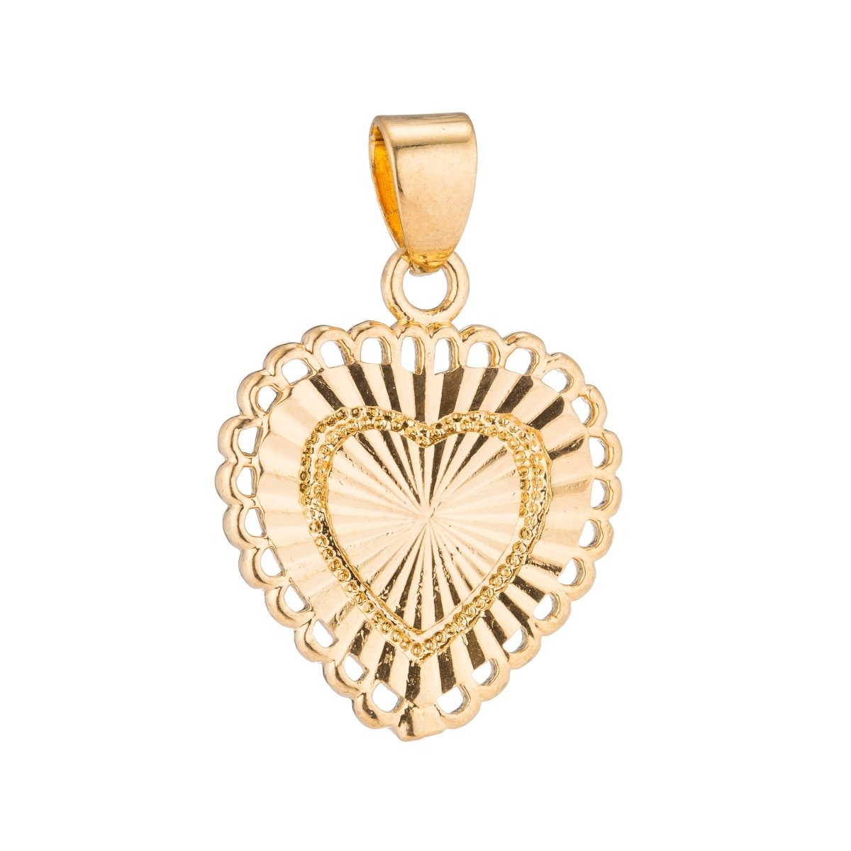 Gold Heart, Romantic Lover, Everlasting Love, Dangle, Ladies, Women, Gift, Necklace Pendant Charm Bead Bails Findings for Jewelry Making H-497 I-722 - DLUXCA