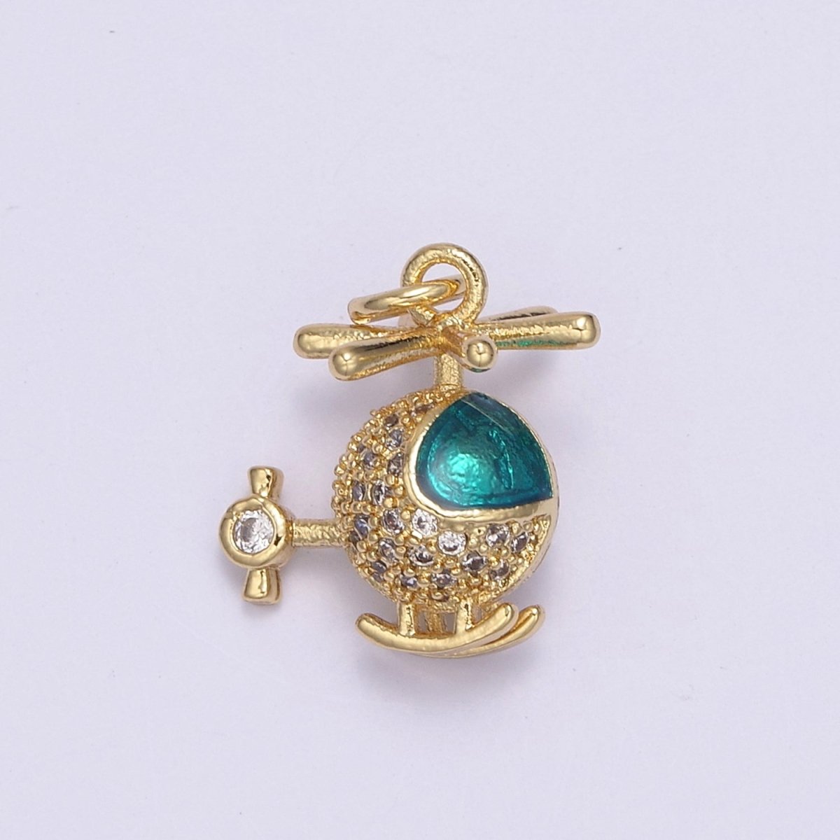 Gold Helicopter Charm Necklace - Helicopter Pendant - Chopper Whirlybird Jewelry Making N-710 - DLUXCA