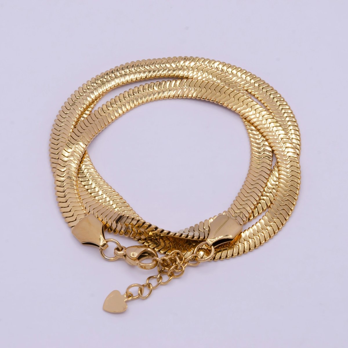 Gold Herringbone Chain Modern Layering Style For Women Necklace 3mm, 4mm, 5mm width Snake Chain | WA-930 - WA-936 - DLUXCA