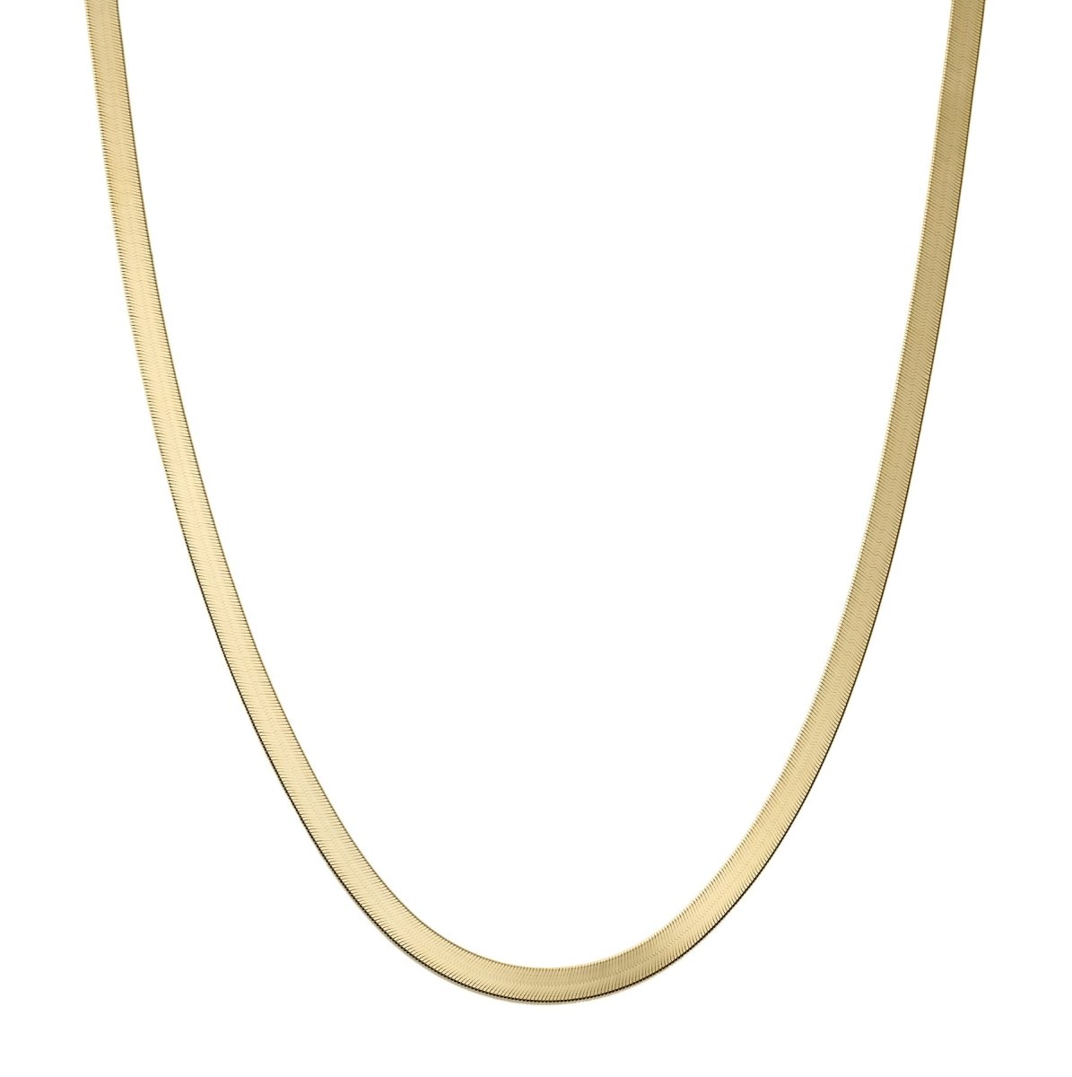 Gold Herringbone Chain Modern Layering Style For Women Necklace 3mm, 4mm, 5mm width Snake Chain | WA-930 - WA-936 - DLUXCA