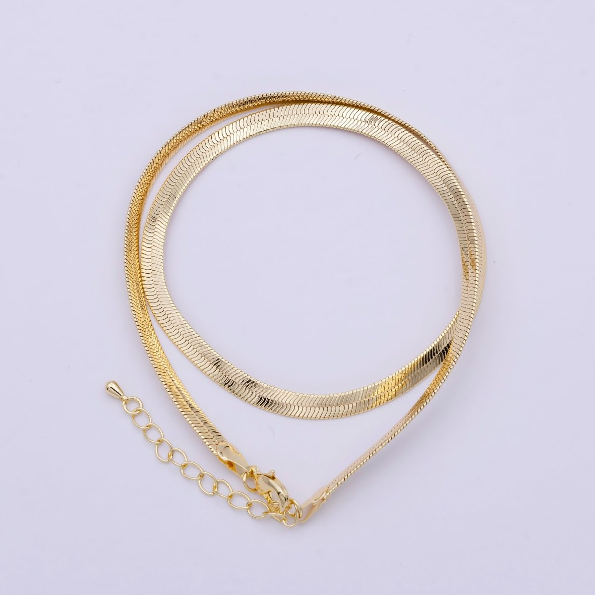 Gold Herringbone Chain Simple Layering Style For Women Necklace | WA-839 WA-840 Clearance Pricing - DLUXCA