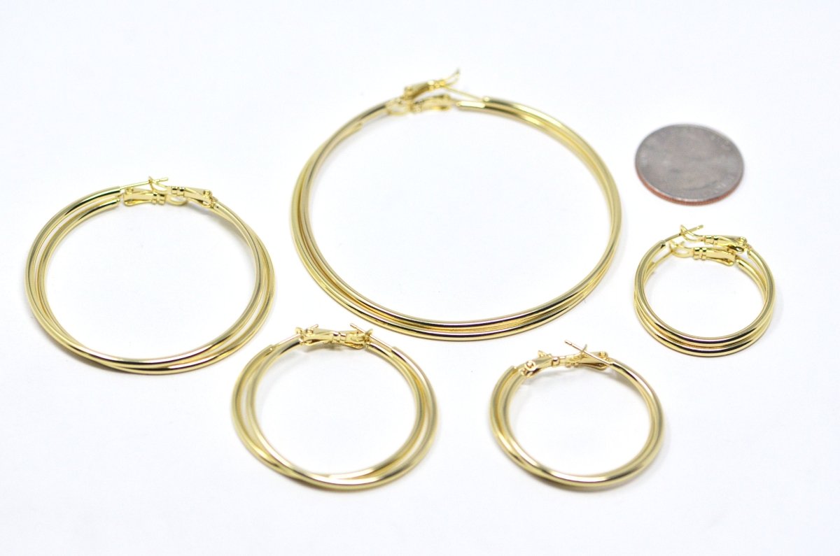Gold Hoop Earring, 14K Gold Filled Hoop Earring One Pair Hoop Earring Sizes 30mm 35mm 40mm 50mm 60mm 70mm Every Day Hoop Earring Lightweight Q-472 - Q-492 - DLUXCA