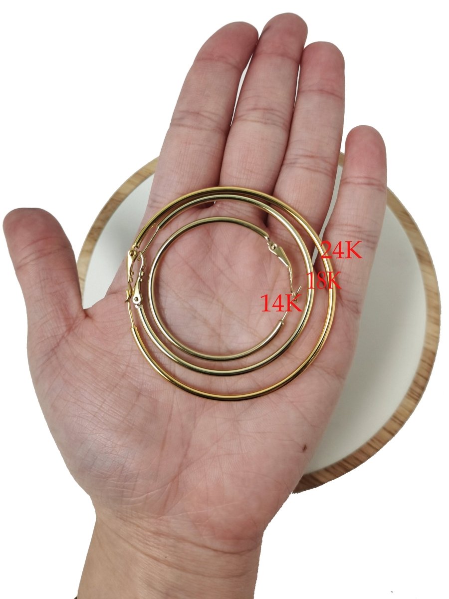 Gold Hoop Earring, 14K Gold Filled Hoop Earring One Pair Hoop Earring Sizes 30mm 35mm 40mm 50mm 60mm 70mm Every Day Hoop Earring Lightweight Q-472 - Q-492 - DLUXCA