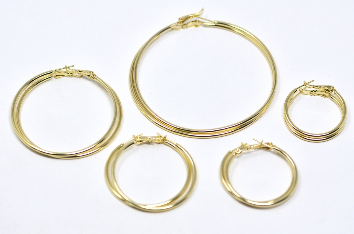 Gold Hoop Earring, 14K Gold Filled Hoop Earring One Pair Hoop Earring Sizes 30mm 35mm 40mm 50mm 60mm 70mm Every Day Hoop Earring Lightweight Q-472 - Q-492 - DLUXCA