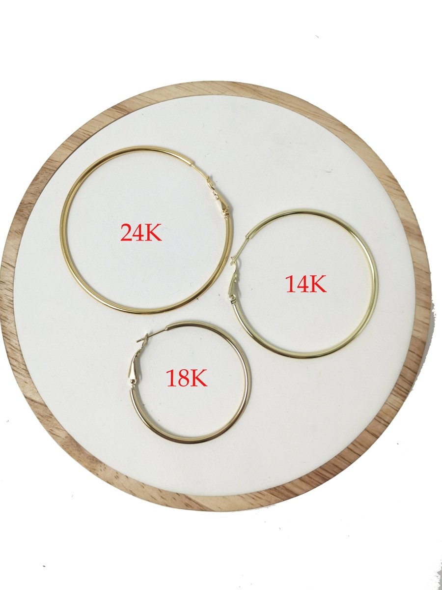 Gold Hoop Earring, 14K Gold Filled Hoop Earring One Pair Hoop Earring Sizes 30mm 35mm 40mm 50mm 60mm 70mm Every Day Hoop Earring Lightweight Q-472 - Q-492 - DLUXCA