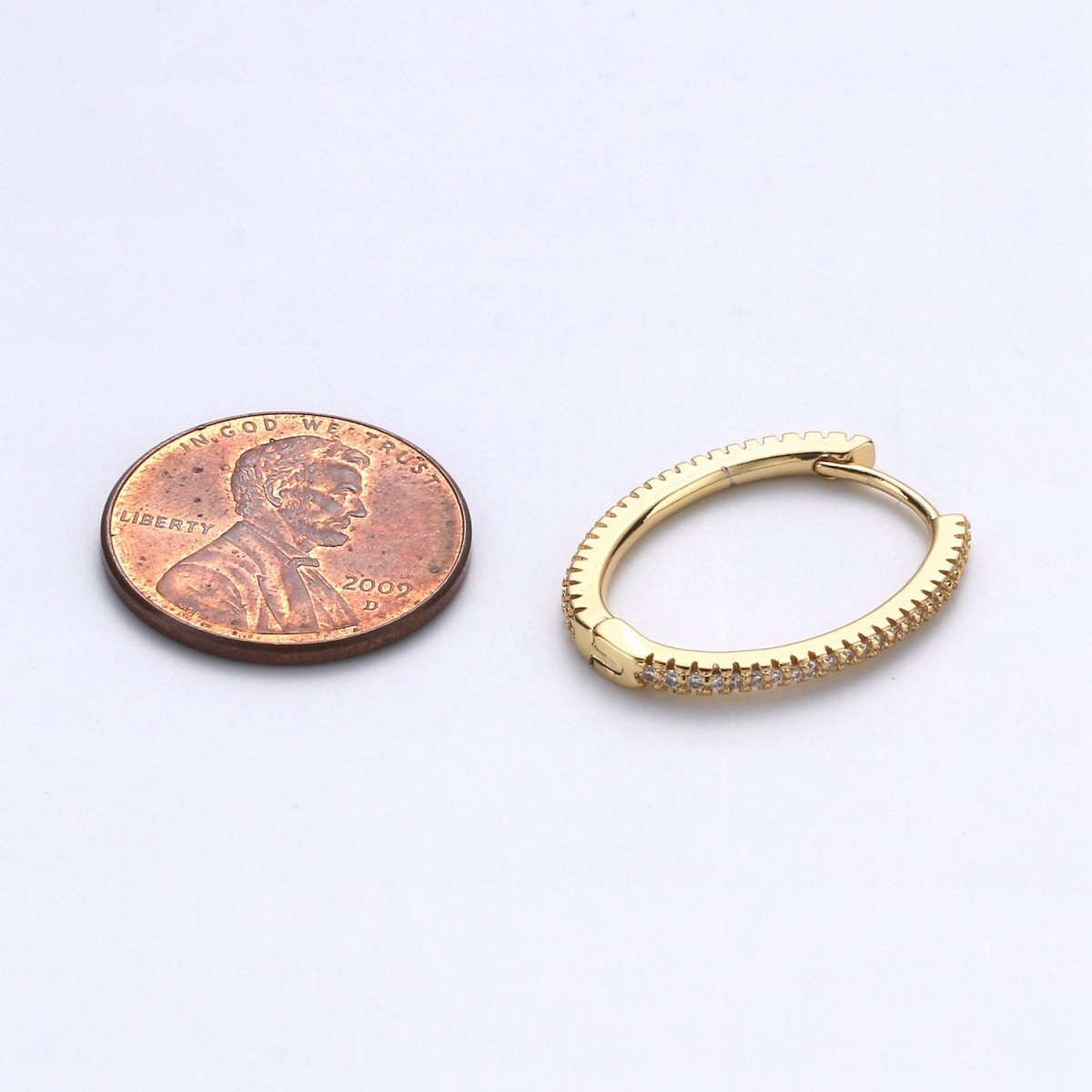 Gold Hoop Earrings, 14K Gold Plated Sterling Silver Earrings, Micro Pave CZ Hoops, CZ Diamond Huggie Hoop, Hypoallergenic, K-618, K-619 - DLUXCA