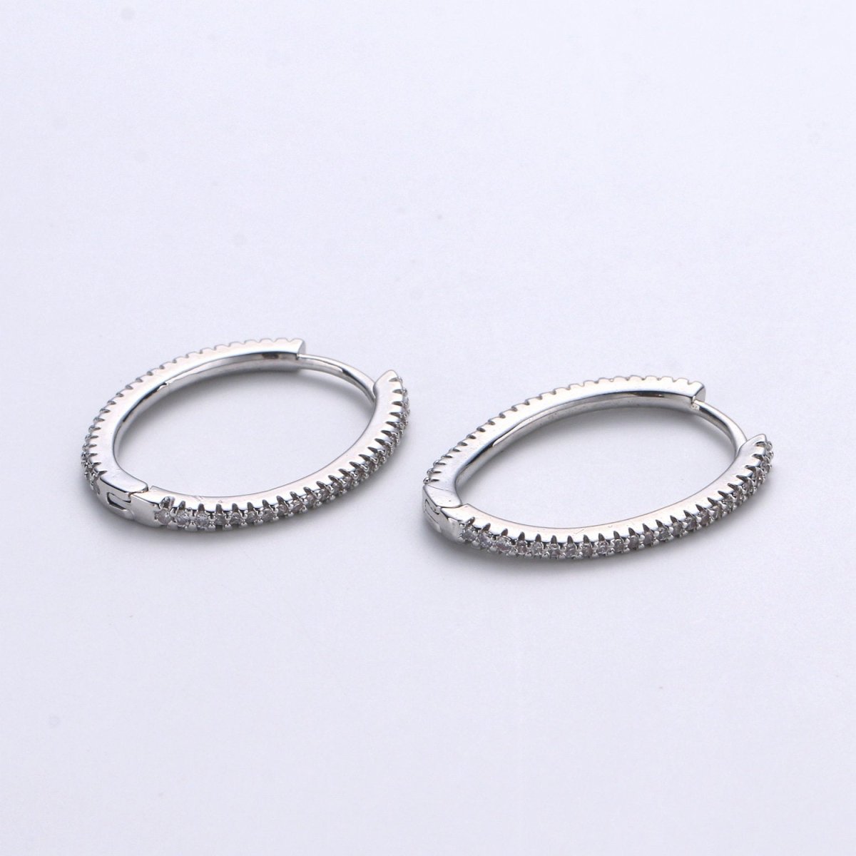 Gold Hoop Earrings, 14K Gold Plated Sterling Silver Earrings, Micro Pave CZ Hoops, CZ Diamond Huggie Hoop, Hypoallergenic, K-618, K-619 - DLUXCA