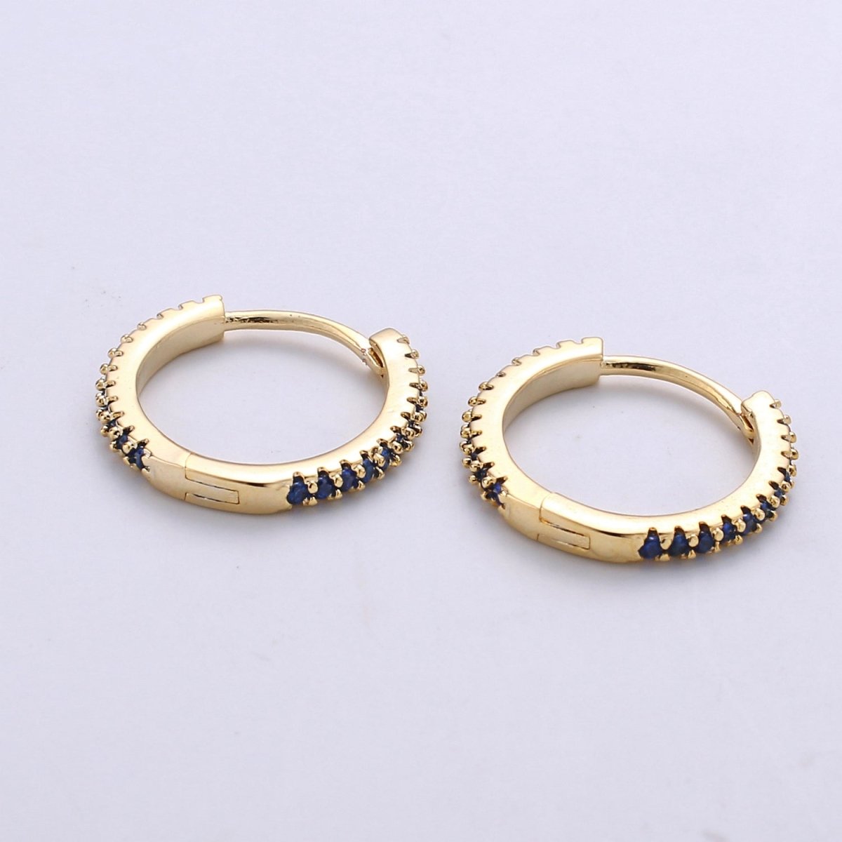 Gold hoop earrings - huggie hoops earrings - Dainty hoops Earring - Tiny hoops - Thin hoops - Minimalist Jewelry Micro Pave Earring Q-208 - Q-211 - DLUXCA