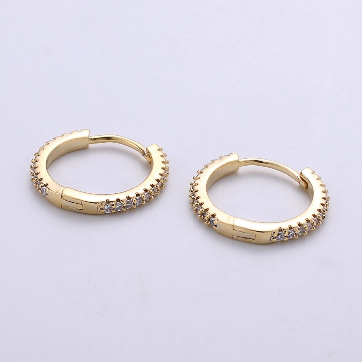 Gold hoop earrings - huggie hoops earrings - Dainty hoops Earring - Tiny hoops - Thin hoops - Minimalist Jewelry Micro Pave Earring Q-208 - Q-211 - DLUXCA