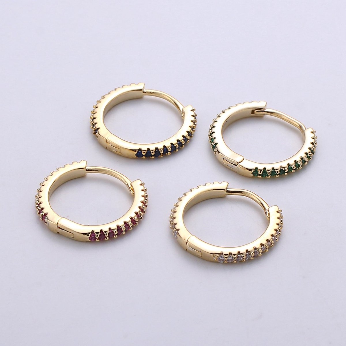 Gold hoop earrings - huggie hoops earrings - Dainty hoops Earring - Tiny hoops - Thin hoops - Minimalist Jewelry Micro Pave Earring Q-208 - Q-211 - DLUXCA