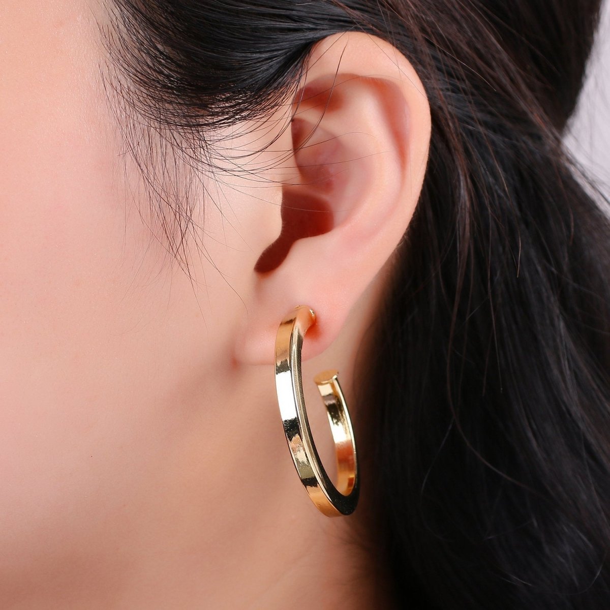 Gold hoop earrings, small hoop earring, thick and chunky 14k gold filled earrings, minimalist hoops / medium hoops gold / large open hoops - DLUXCA