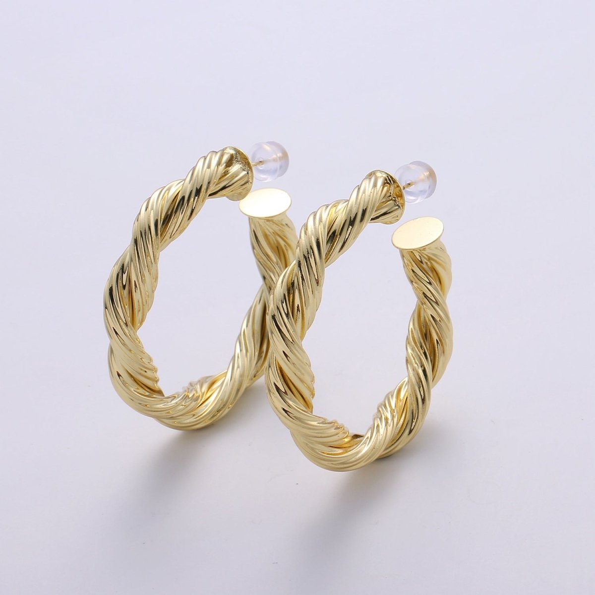 Gold Hoop Earrings, Small tube Hoop Earrings, Medium Twisted Hoop Earrings, chunky Gold Hoop Earrings, Thick 14k Gold Filled Hoop Earrings - DLUXCA