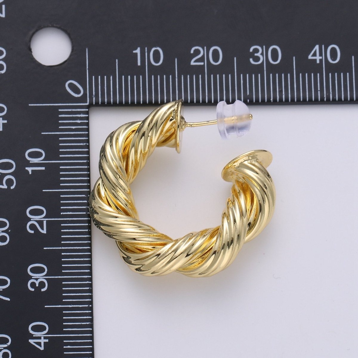 Gold Hoop Earrings, Small tube Hoop Earrings, Medium Twisted Hoop Earrings, chunky Gold Hoop Earrings, Thick 14k Gold Filled Hoop Earrings - DLUXCA