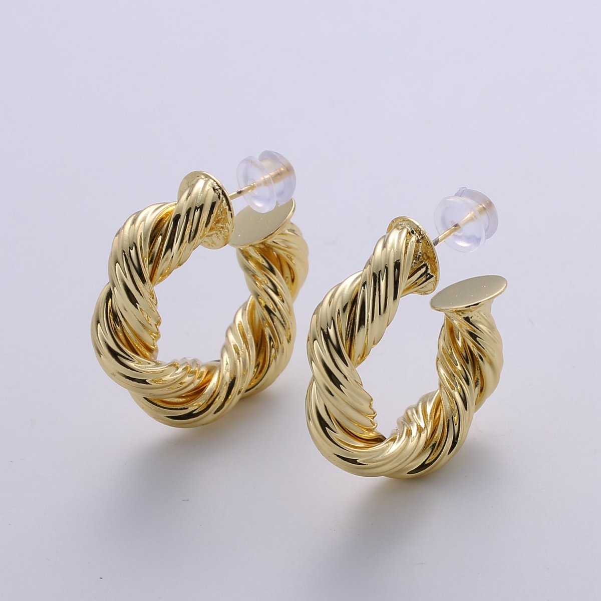 Gold Hoop Earrings, Small tube Hoop Earrings, Medium Twisted Hoop Earrings, chunky Gold Hoop Earrings, Thick 14k Gold Filled Hoop Earrings - DLUXCA