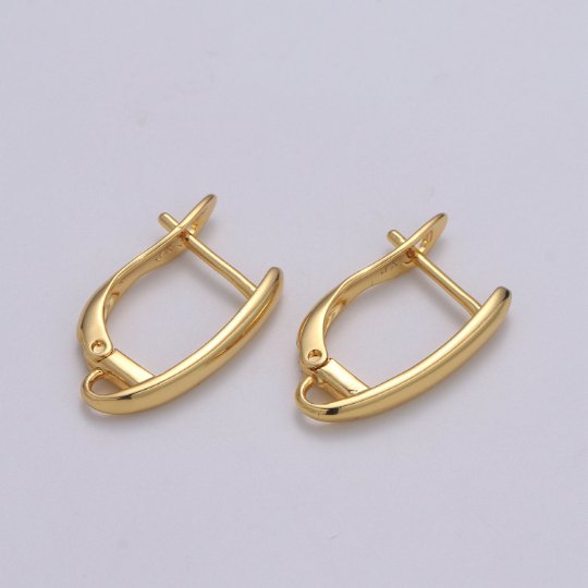Gold Huggie Earring one touch w/ open link, 11.9x17.6mm, 14K gold Filled, Nickel and Lead free, Lever back earring making Supply K-358 - DLUXCA