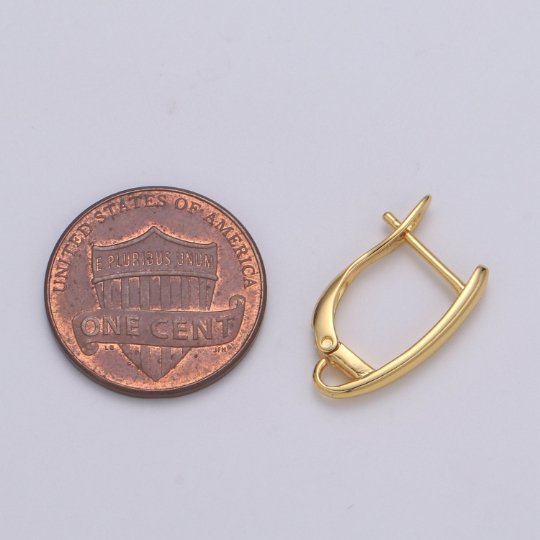 Gold Huggie Earring one touch w/ open link, 11.9x17.6mm, 14K gold Filled, Nickel and Lead free, Lever back earring making Supply K-358 - DLUXCA