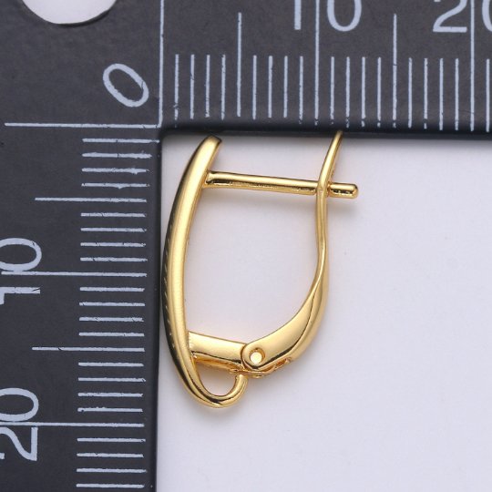 Gold Huggie Earring one touch w/ open link, 11.9x17.6mm, 14K gold Filled, Nickel and Lead free, Lever back earring making Supply K-358 - DLUXCA