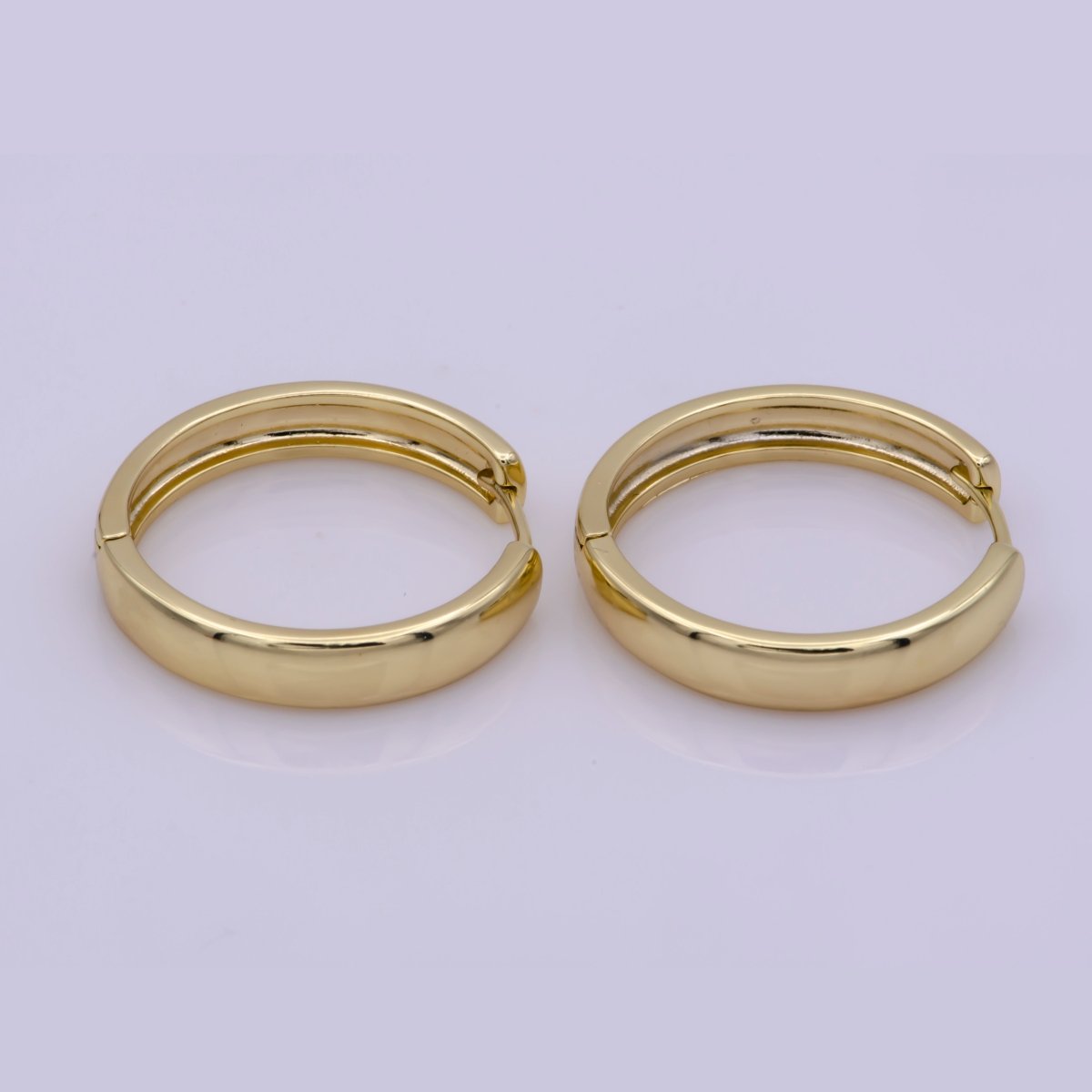 Gold Huggie Hoop Earrings • 25mm Hoops • Cartilage Hoop • Small Hoop Earrings • Gold Mini Hoop T-204 - DLUXCA