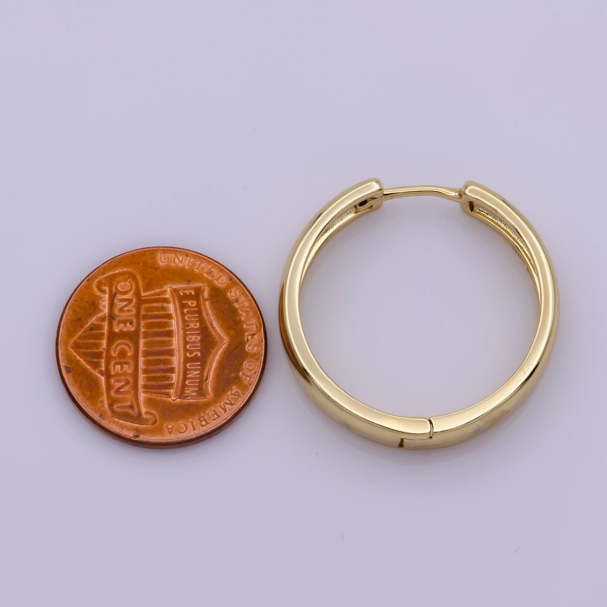 Gold Huggie Hoop Earrings • 25mm Hoops • Cartilage Hoop • Small Hoop Earrings • Gold Mini Hoop T-204 - DLUXCA