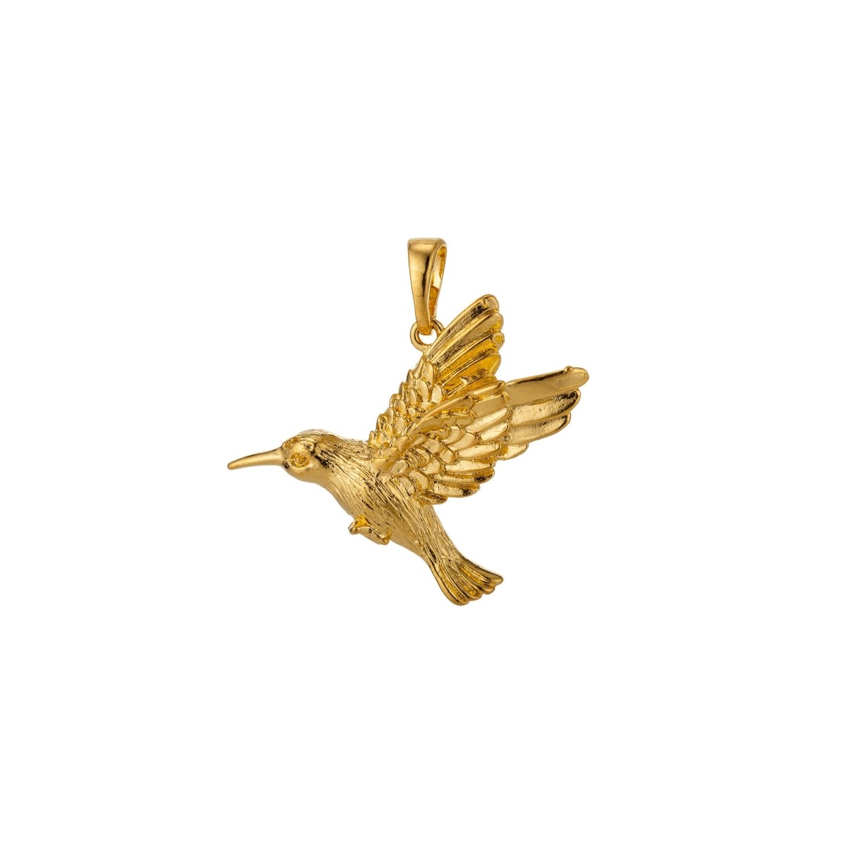 Gold Hummingbird Charm 18k Gold Filled Humming Bird Pendant 25mmx23mm gold woodland jewelry H-815 - DLUXCA