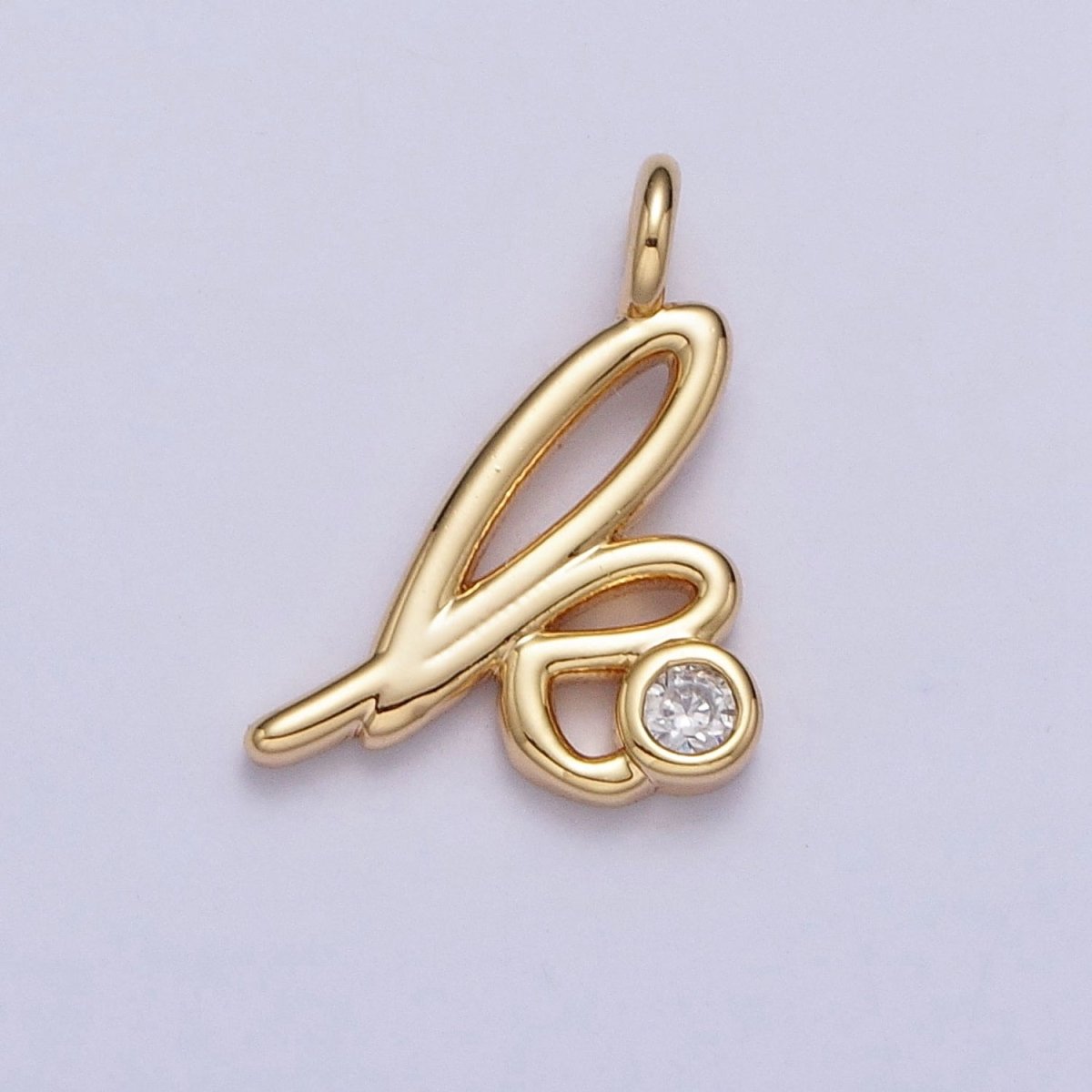 Gold Initial Alphabet Lower Case Cursive Letter Clear CZ Personalized Charm | AC062 - AC087 - DLUXCA