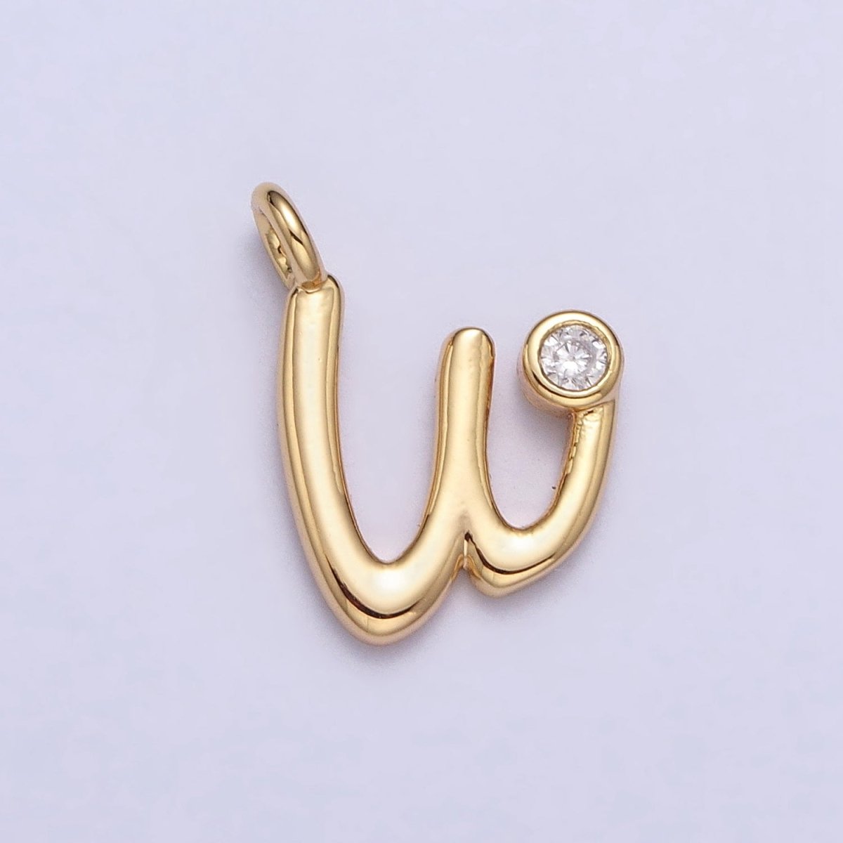 Gold Initial Alphabet Lower Case Cursive Letter Clear CZ Personalized Charm | AC062 - AC087 - DLUXCA