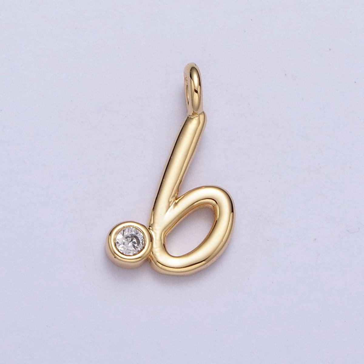 Gold Initial Alphabet Lower Case Cursive Letter Clear CZ Personalized Charm | AC062 - AC087 - DLUXCA