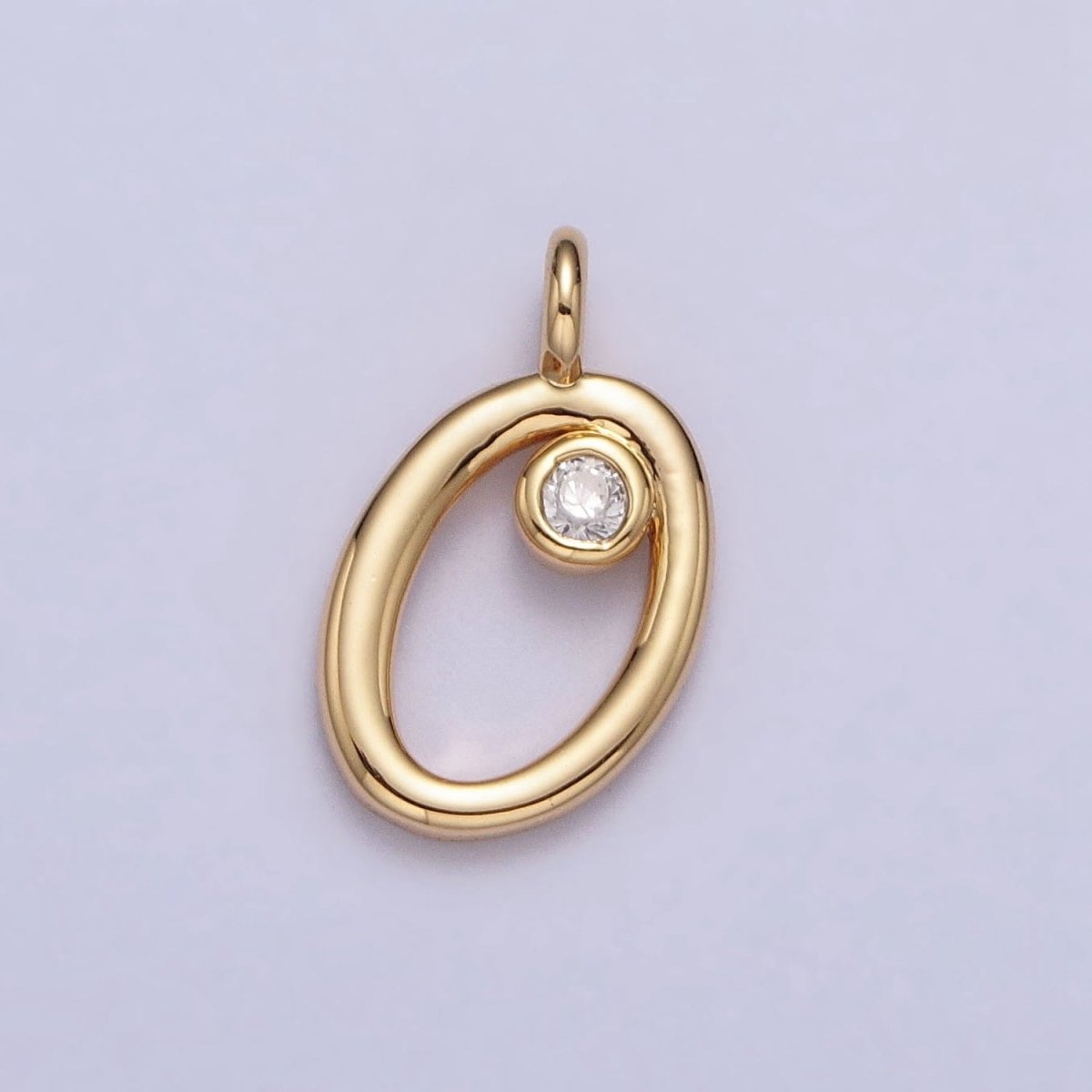 Gold Initial Alphabet Lower Case Cursive Letter Clear CZ Personalized Charm | AC062 - AC087 - DLUXCA