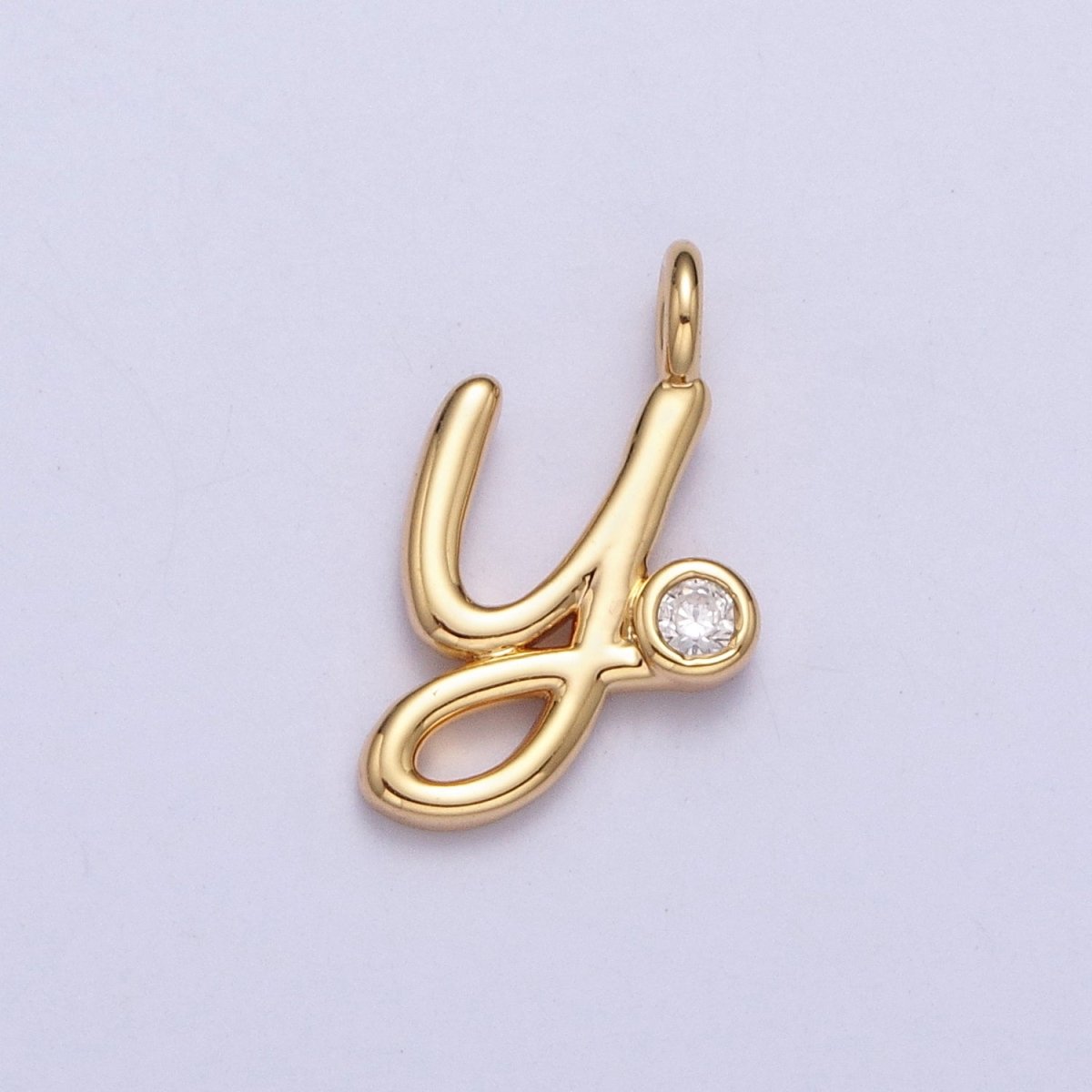 Gold Initial Alphabet Lower Case Cursive Letter Clear CZ Personalized Charm | AC062 - AC087 - DLUXCA