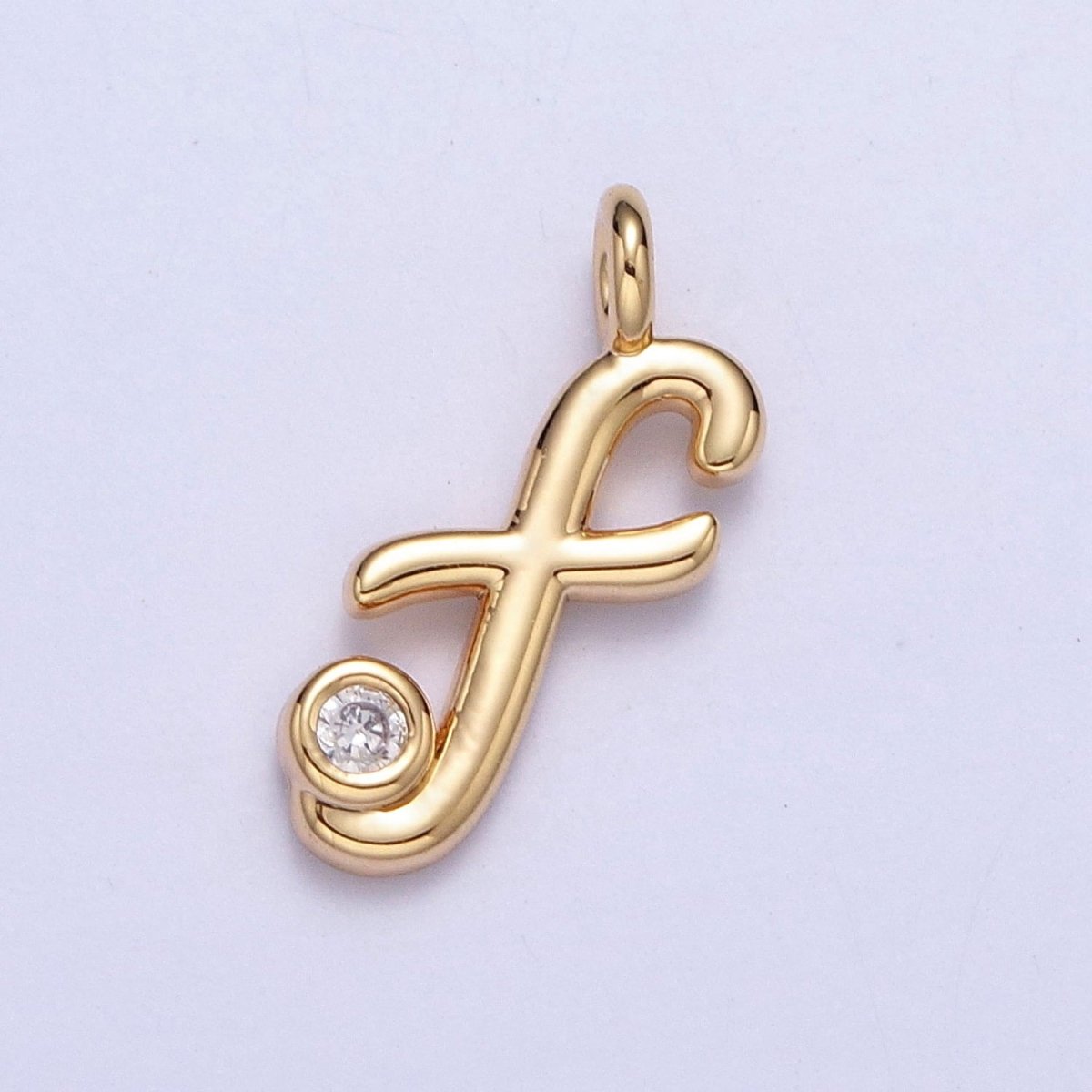 Gold Initial Alphabet Lower Case Cursive Letter Clear CZ Personalized Charm | AC062 - AC087 - DLUXCA