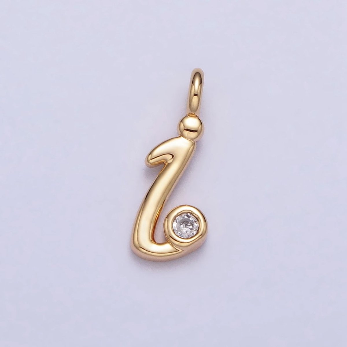 Gold Initial Alphabet Lower Case Cursive Letter Clear CZ Personalized Charm | AC062 - AC087 - DLUXCA