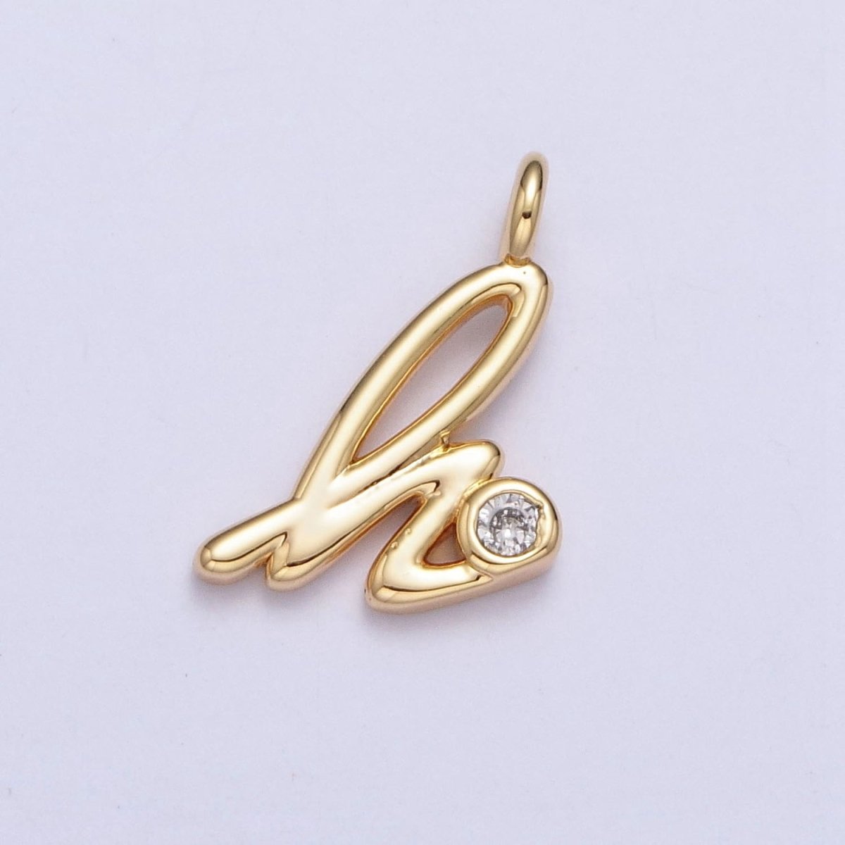 Gold Initial Alphabet Lower Case Cursive Letter Clear CZ Personalized Charm | AC062 - AC087 - DLUXCA