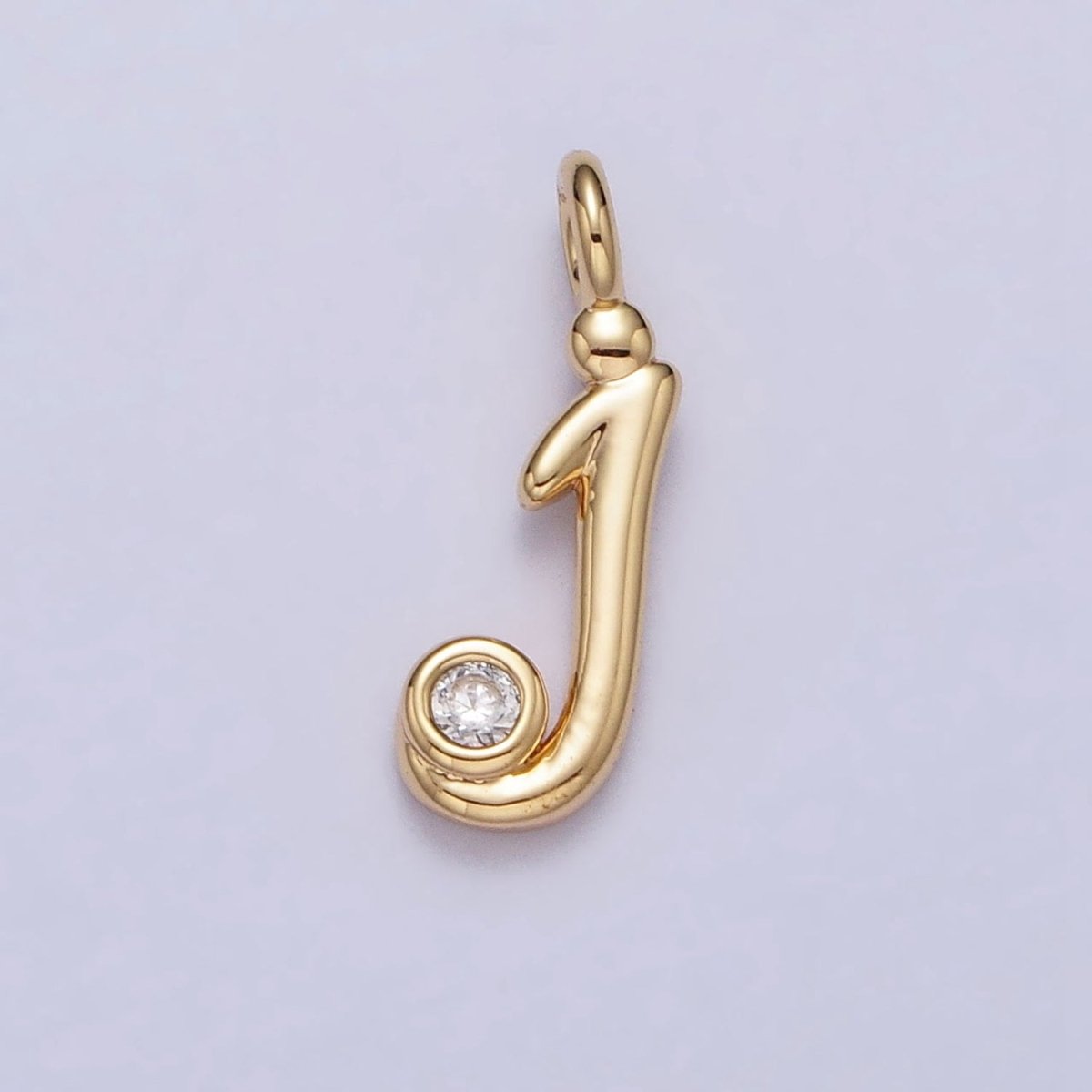 Gold Initial Alphabet Lower Case Cursive Letter Clear CZ Personalized Charm | AC062 - AC087 - DLUXCA