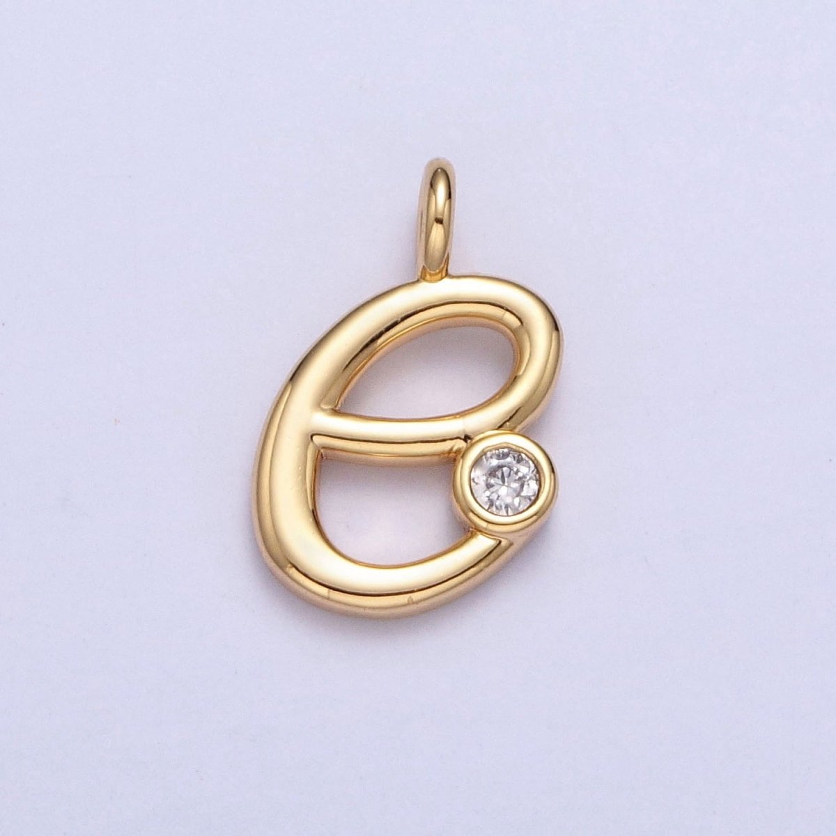 Gold Initial Alphabet Lower Case Cursive Letter Clear CZ Personalized Charm | AC062 - AC087 - DLUXCA