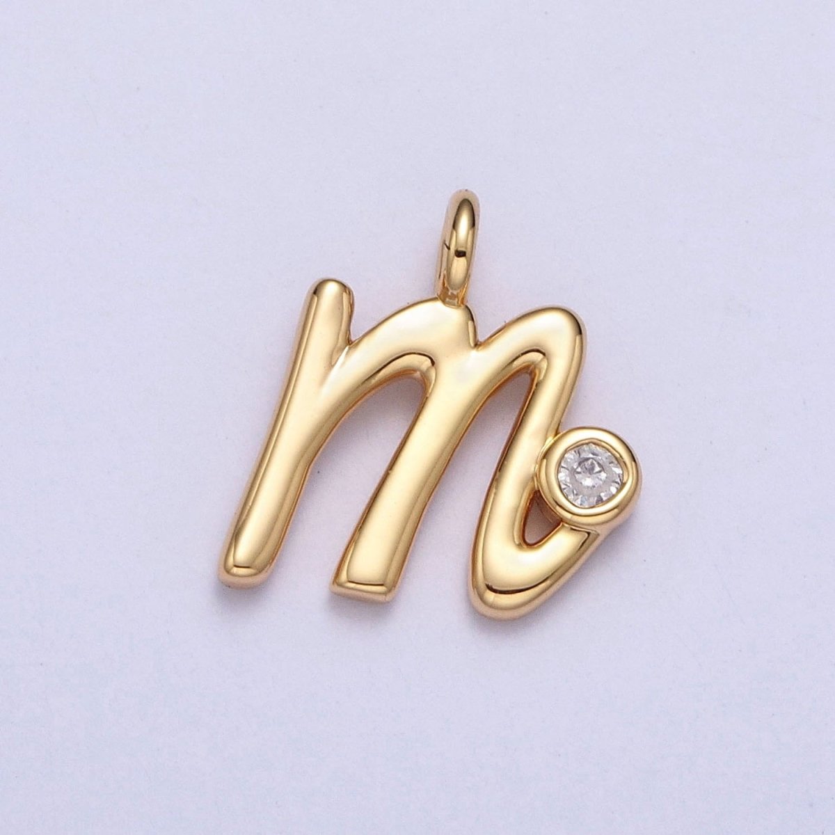 Gold Initial Alphabet Lower Case Cursive Letter Clear CZ Personalized Charm | AC062 - AC087 - DLUXCA