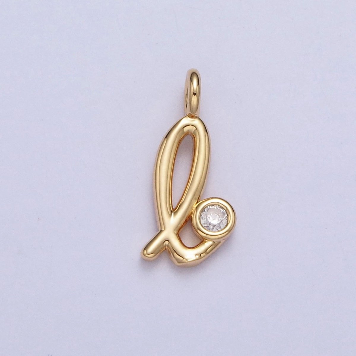 Gold Initial Alphabet Lower Case Cursive Letter Clear CZ Personalized Charm | AC062 - AC087 - DLUXCA