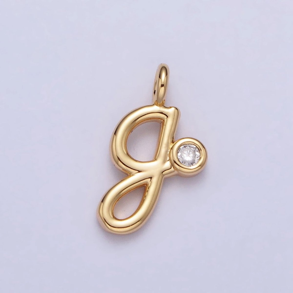 Gold Initial Alphabet Lower Case Cursive Letter Clear CZ Personalized Charm | AC062 - AC087 - DLUXCA