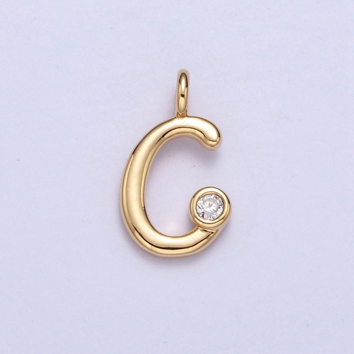 Gold Initial Alphabet Lower Case Cursive Letter Clear CZ Personalized Charm | AC062 - AC087 - DLUXCA