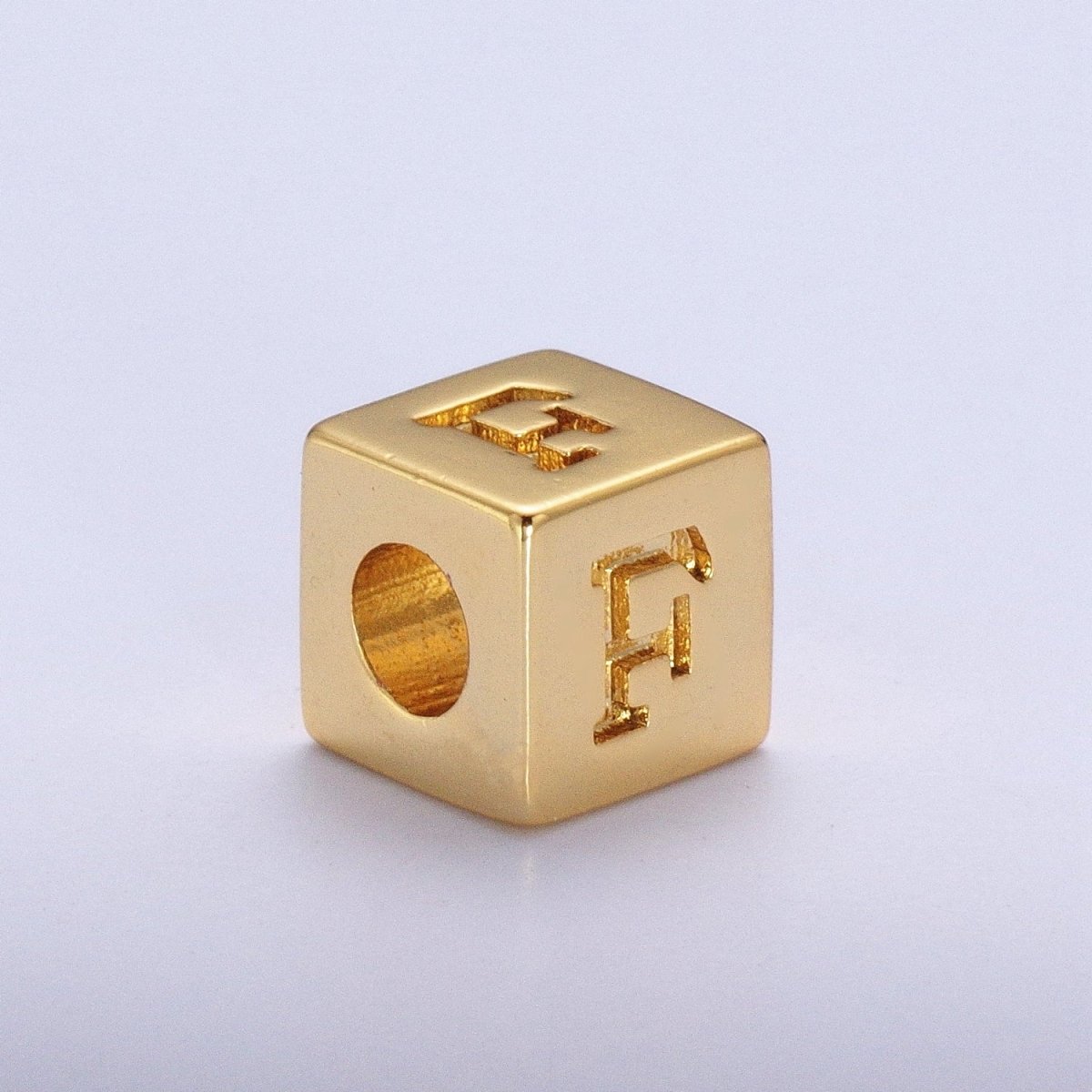 Gold Initial Letter Alphabet 6.2mm Block Beads Charm Connector For Jewelry Making Component Supply A-1487~A-1512 - DLUXCA