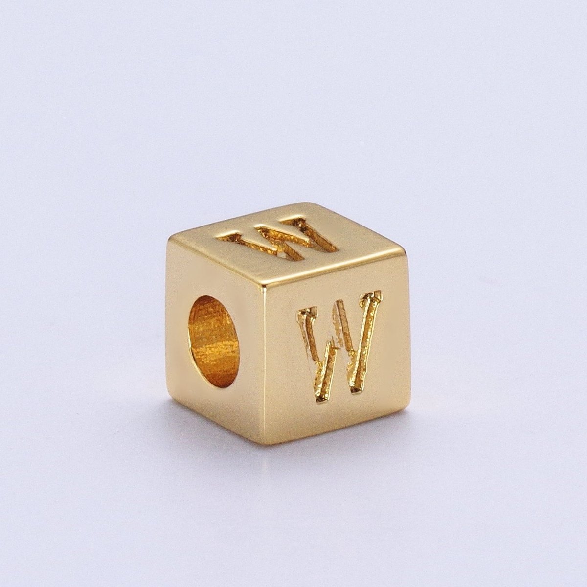Gold Initial Letter Alphabet 6.2mm Block Beads Charm Connector For Jewelry Making Component Supply A-1487~A-1512 - DLUXCA