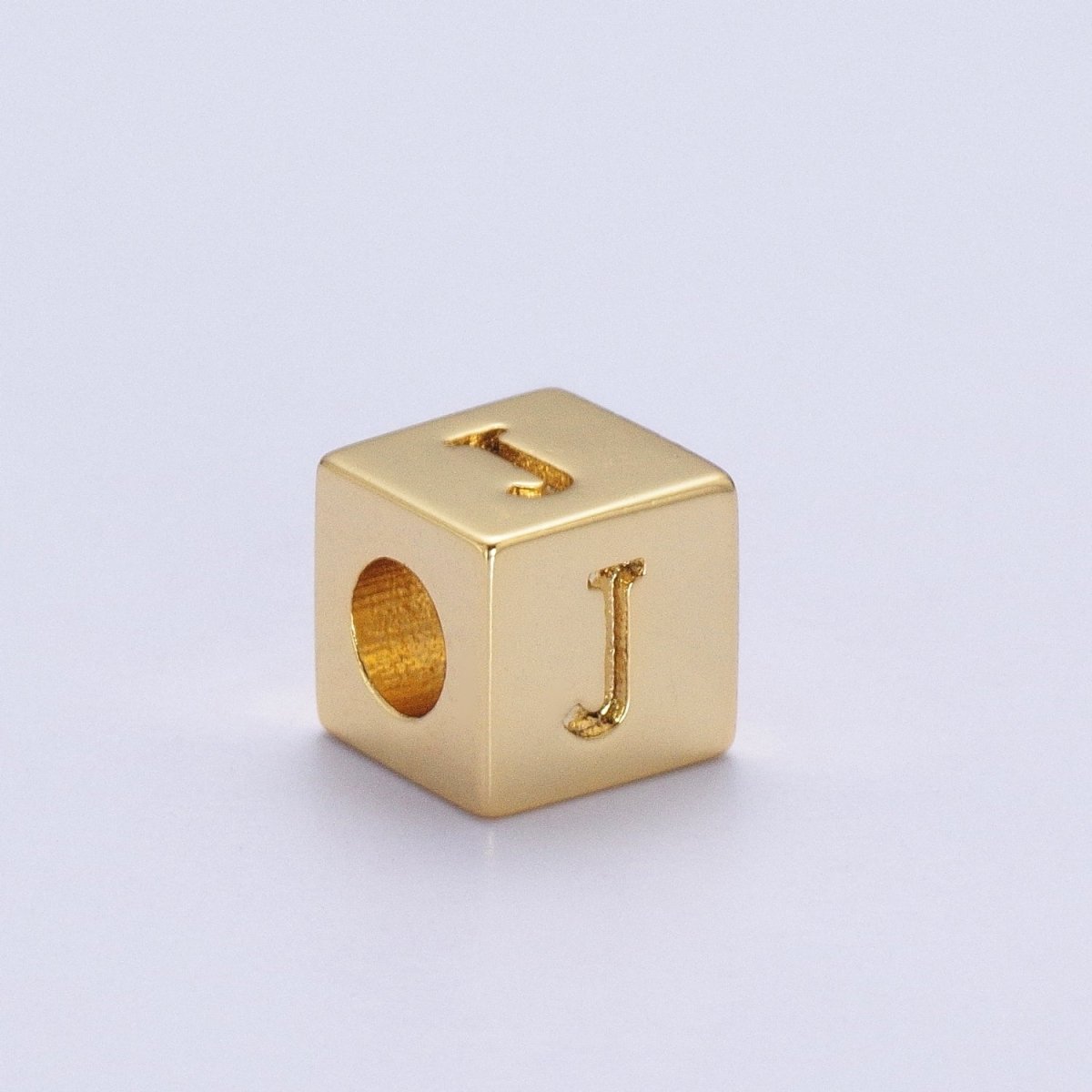 Gold Initial Letter Alphabet 6.2mm Block Beads Charm Connector For Jewelry Making Component Supply A-1487~A-1512 - DLUXCA
