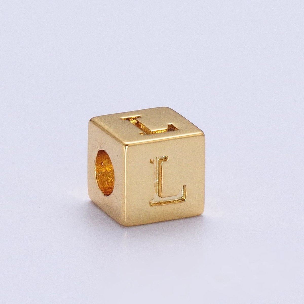 Gold Initial Letter Alphabet 6.2mm Block Beads Charm Connector For Jewelry Making Component Supply A-1487~A-1512 - DLUXCA