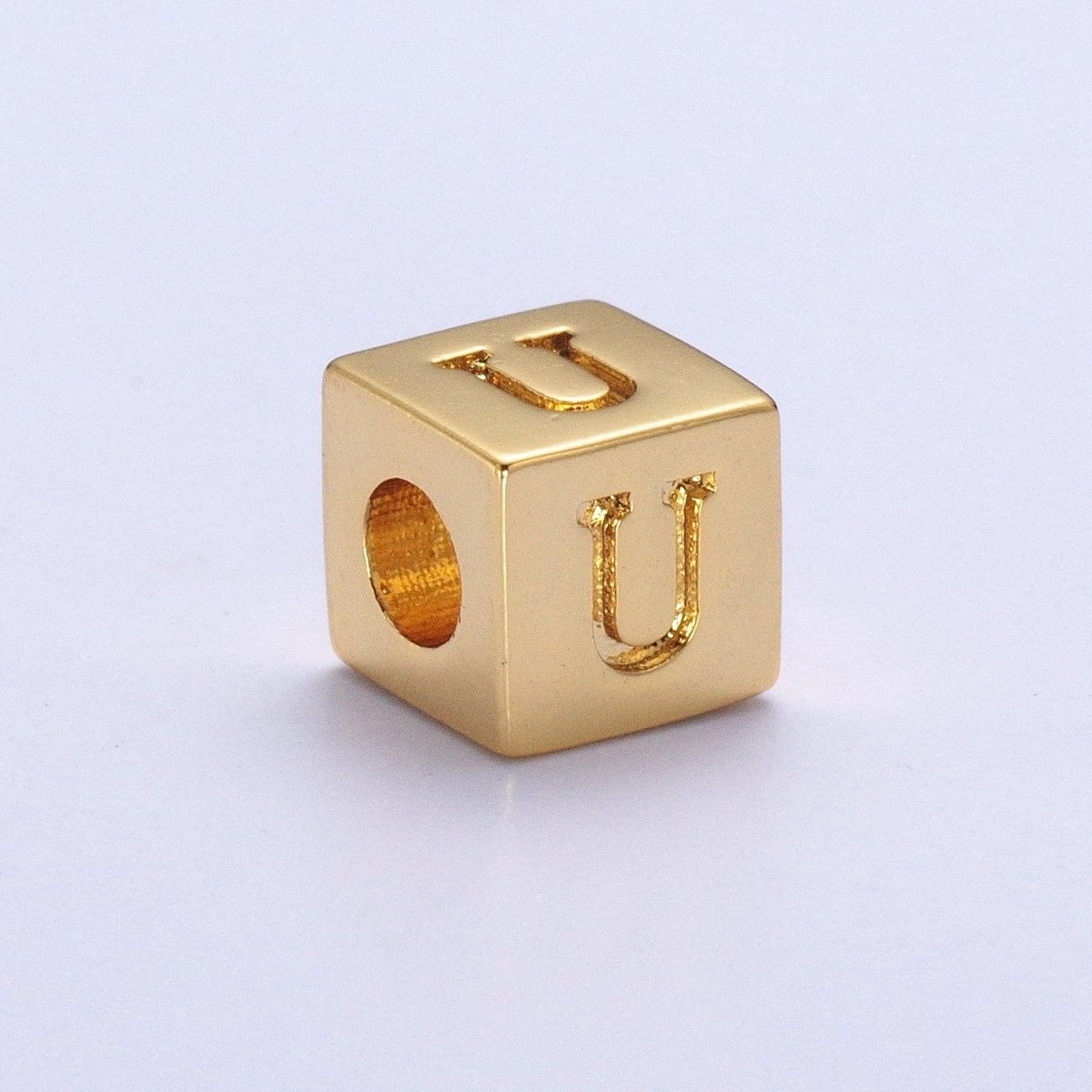 Gold Initial Letter Alphabet 6.2mm Block Beads Charm Connector For Jewelry Making Component Supply A-1487~A-1512 - DLUXCA