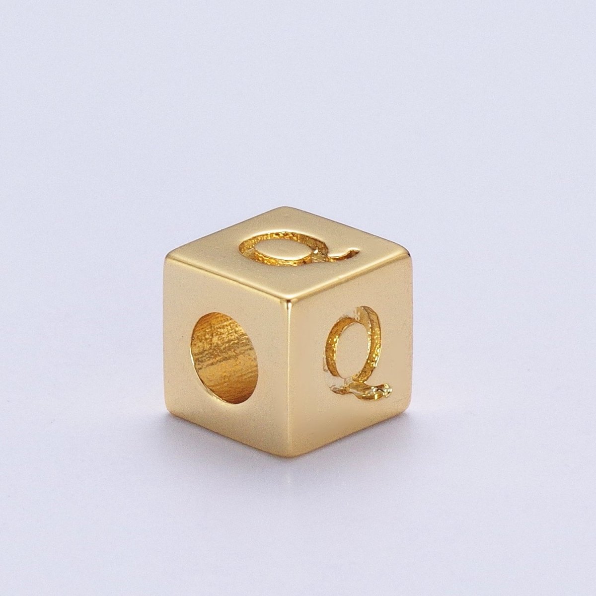 Gold Initial Letter Alphabet 6.2mm Block Beads Charm Connector For Jewelry Making Component Supply A-1487~A-1512 - DLUXCA