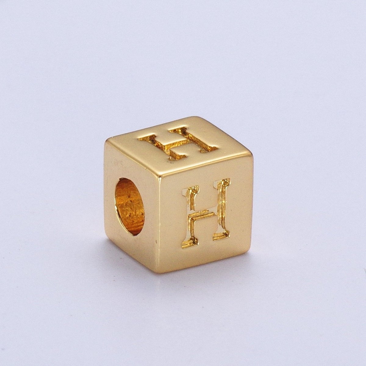 Gold Initial Letter Alphabet 6.2mm Block Beads Charm Connector For Jewelry Making Component Supply A-1487~A-1512 - DLUXCA