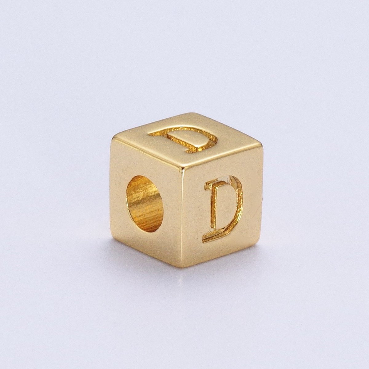 Gold Initial Letter Alphabet 6.2mm Block Beads Charm Connector For Jewelry Making Component Supply A-1487~A-1512 - DLUXCA