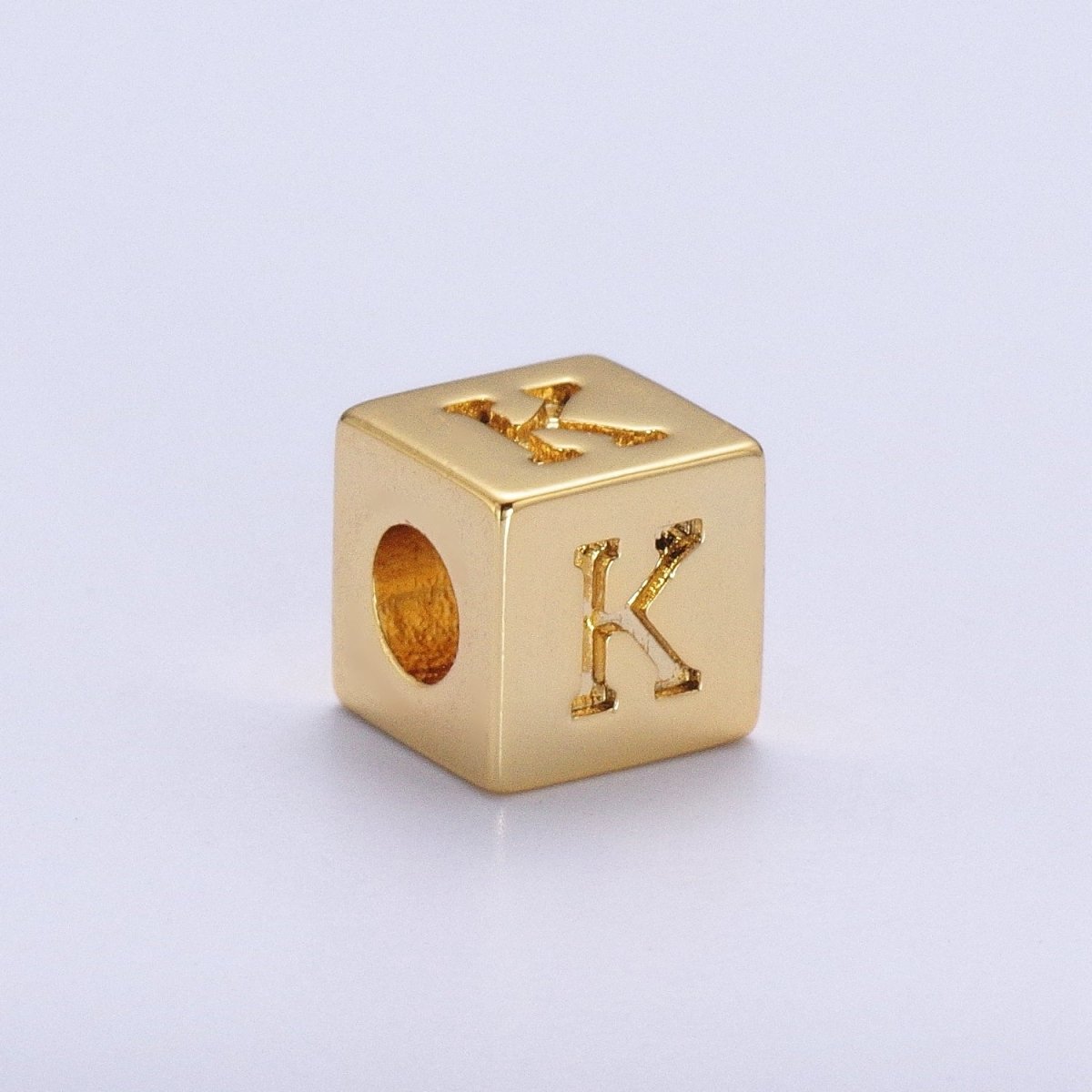 Gold Initial Letter Alphabet 6.2mm Block Beads Charm Connector For Jewelry Making Component Supply A-1487~A-1512 - DLUXCA