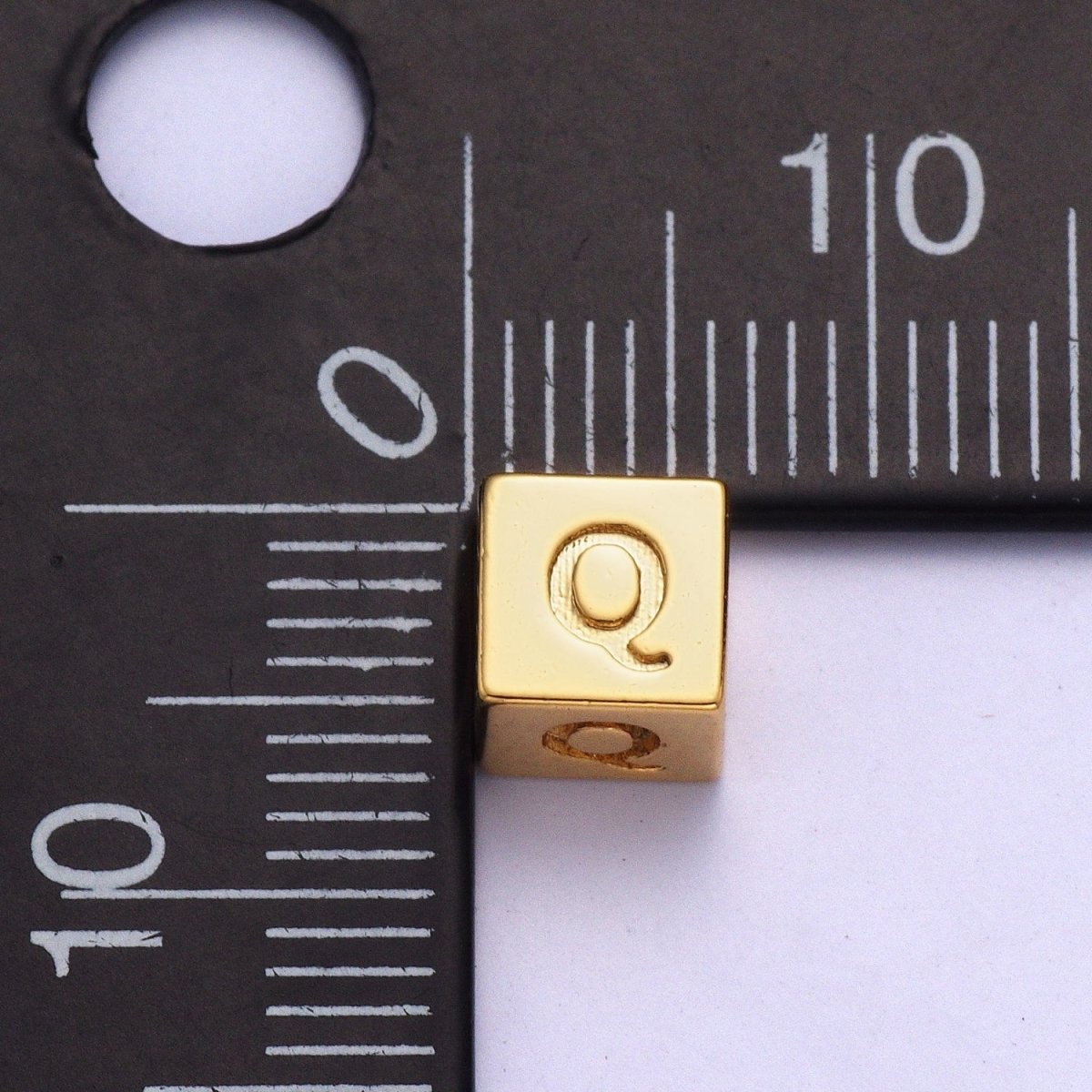 Gold Initial Letter Alphabet 6.2mm Block Beads Charm Connector For Jewelry Making Component Supply A-1487~A-1512 - DLUXCA